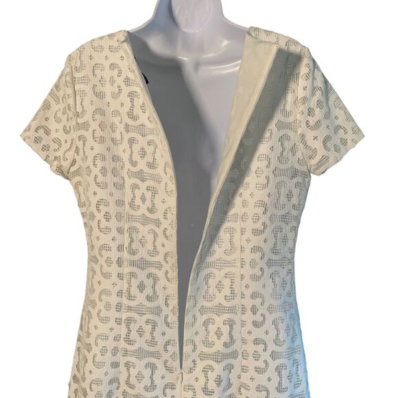 Vintage Doncaster Women's Ivory Lace Dress Sz 6 Sheath Short Sleeve Knee Length - Picture 6 of 10